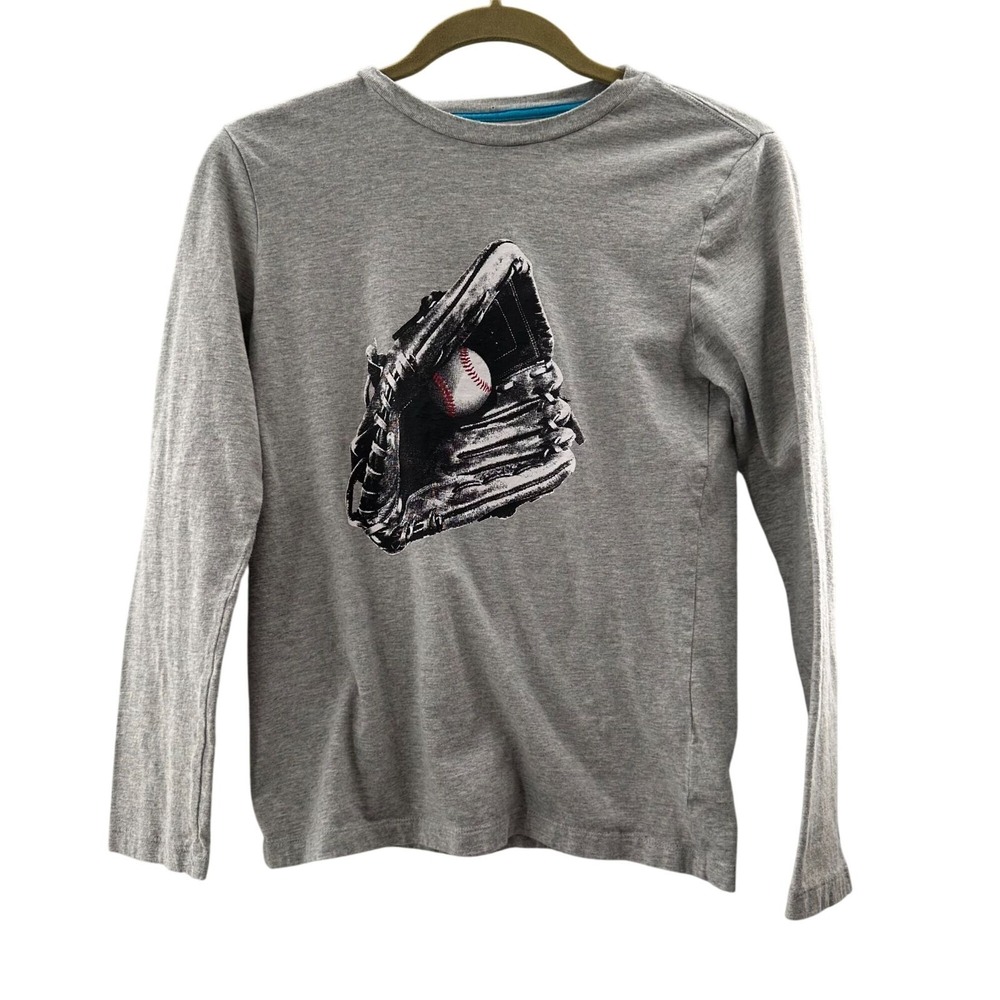 Spotted Zebra Shirt 12 Youth Gray Long Sleeve Baseball Glove Graphic‎ Cotton Boy
